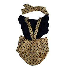 Romper Jardineira temática abelhinha poá amarelo e preto - comprar online