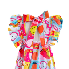 Vestido frutas frutinhas amarelo com babado na internet
