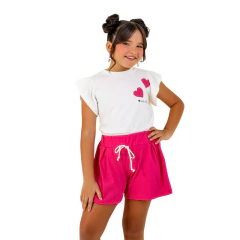Conjunto Curto Menina Blogueirinha Blusa Corações E Short - comprar online