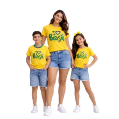 Monte Kit blusa mãe e filha(o) amo Brasil valor unitário - loja online