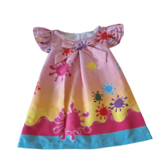 VestidoTrapézio Frufru Aquarela Pintando cores - loja online