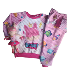 Conjunto Frio Matelassê rosa infantil com bonequinha - loja online