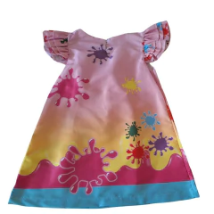 VestidoTrapézio Frufru Aquarela Pintando cores - Kimimo Kids