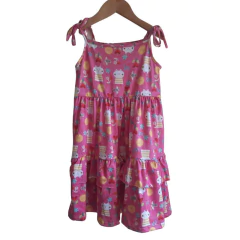 Vestido Amarração Estampado Rosa Pink - Kimimo Kids