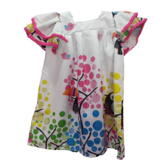 Vestido pom pom infantil tucano branco - comprar online