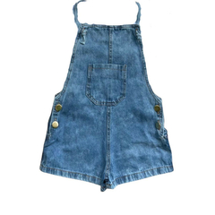 Jardineira Jeans Infantil nó - Kimimo Kids