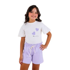 Conjunto Curto Menina Blogueirinha Blusa Corações E Short - Kimimo Kids