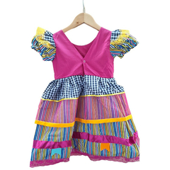 Vestido Festa junina caipira Rosa bandeirinhas listrado na internet