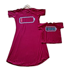 Imagem do Kit Vestido Mãe e filha vinho listra