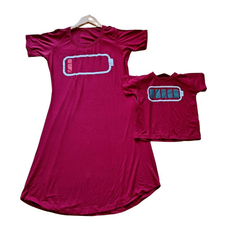 Kit Vestido Mãe e camisa filho bateria descaregada - comprar online