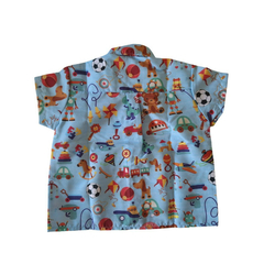 Camisa Social temática brinquedos azul - Kimimo Kids