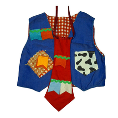 Colete Azul Caipira Infantil bandeirinhas com gravata - Kimimo Kids