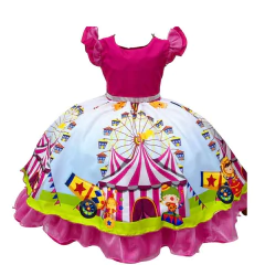 Vestido Luxo Circo Rosa Parque de Diversão - Kimimo Kids