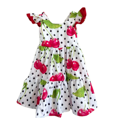 Vestido Infantil Branco cereja babado - loja online