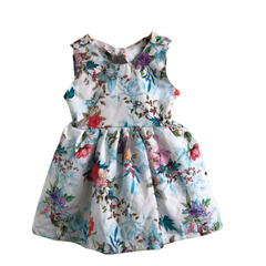 Vestido Flores Azul Sem manga