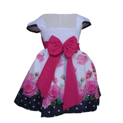 Vestido Temático luxinho flores branco - Kimimo Kids