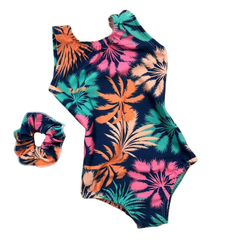 Body/ bodie maiô azul com folhas - comprar online