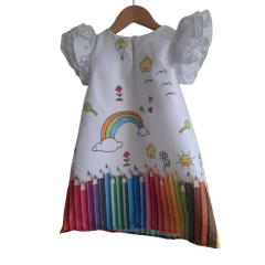 Vestido Trapézio Frufru Aquarela Pintando o 7 Formatura - Kimimo Kids