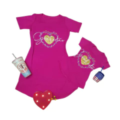 Imagem do Kit Vestido Mãe e filha vinho listra
