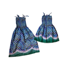 Kit Vestido Mãe e filha temático sereia escamas
