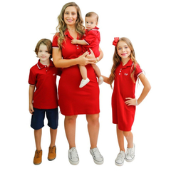 Kit Vestido Gola Mãe e filho(a) Vermelho -2 peças na internet