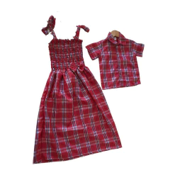Kit Vestido Mãe e filha simples Xadrez Caipira vermelho - comprar online