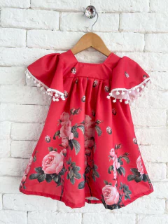 Vestido Pom Pom Vermelho Flores - comprar online