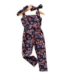 Macacão Mini Diva preto estampado - comprar online