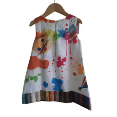 Vestido Trapézio Sem Manga Aquarela Pintando o 7 Formatura
