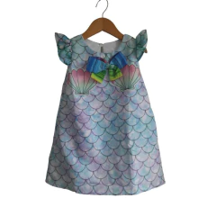 Vestido Trapézio Manga Sereia Concha Cauda - Kimimo Kids