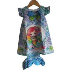 Imagem do Vestido Trapézio Manga Sereia Cauda