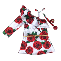 Vestido Trapézio Flores Vermelho babado na internet