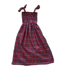 Vestido Simples Escuro Vermelho Xadrez na internet