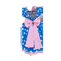 Vestido Luxo Azul e rosa bolinhas brancas poá - Kimimo Kids