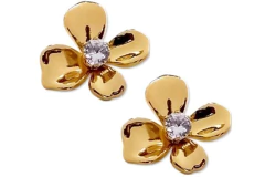 Brinco Flor com Zircônia Aço Banho Dourado - BRAÇ0064 - comprar online