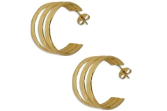 Brinco Argola Tripla Aço Banho Dourado - BRAÇ0072 - comprar online
