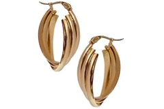 Brinco Gota Tripla Torcida Fecho Italiano Aço Banho Dourado - BRAÇ0077 - comprar online