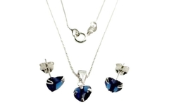 Conjunto Coração Pedra Azul Royal Prata 925 c/Caixa - CJPR0031 na internet