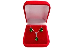 Conjunto Gota Pedra Verde Prata 925 c/ Caixa - CJPR0024 - comprar online