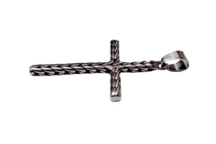 Pingente Crucifixo Trançado Envelhecido Grande Aço - PGAÇ0021 na internet