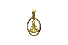 Pingente N. Sra. Aparecida Aro Oval Aço Banho Dourado - PGAÇ0086