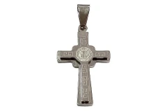Pingente Cruz com São Bento Aço - PGAÇ0128