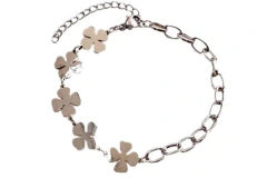 Pulseira Elos Largos e Trevos c/ Alongador Aço / Banho Dourado - PLAÇF0003 na internet