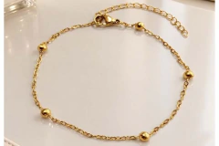 Pulseira Bolinhas 3mm Aço Banho Dourado - PLAÇF0024