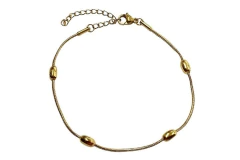 Pulseira Rabo de Rato Gomos Aço / Banho Dourado - PLAÇF0066 - comprar online