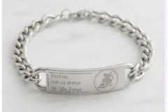 Pulseira Fígaro 3x1 8mm Placa São Jorge Aço - PLAÇM0002