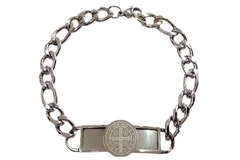 Pulseira Grumet com Placa São Bento Aço - PLAÇM0022 - comprar online