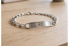 Pulseira Fígaro 3x1 8mm Placa Estrela de Davi Aço - PLAÇM0027