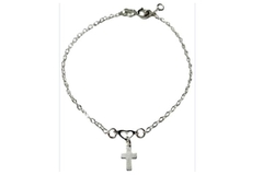Pulseira Elo Americano com Coração e Cruz Prata 925 - PLPRF0020 - comprar online