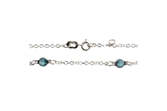 Pulseira Elo Português com Pedrinhas Aqua Prata 925 - PLPRF0069 na internet
